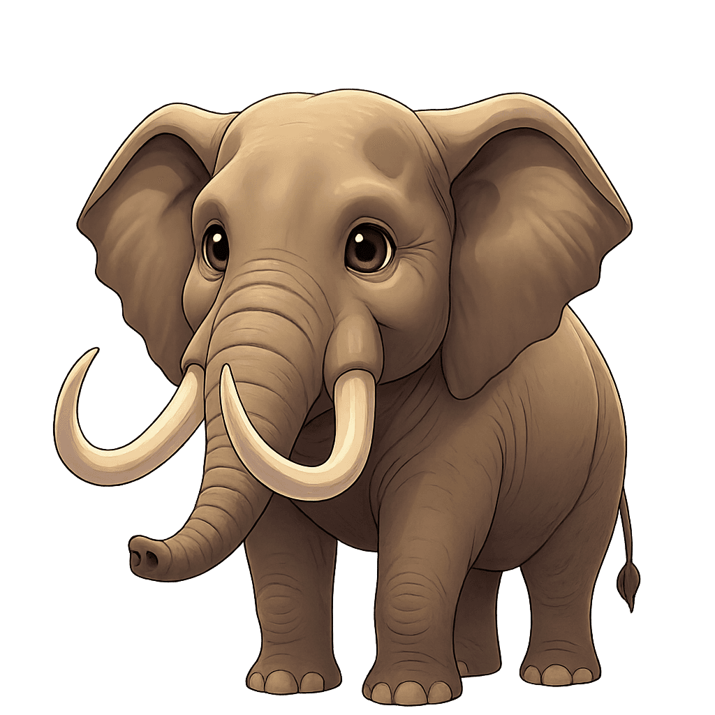 思慮深い伴侶 - 銀の牙を持つゾウ